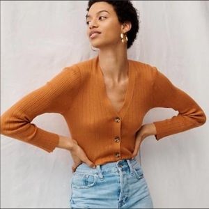 NWT Madewell Rust Orange Ribbed Button Up Cardigan